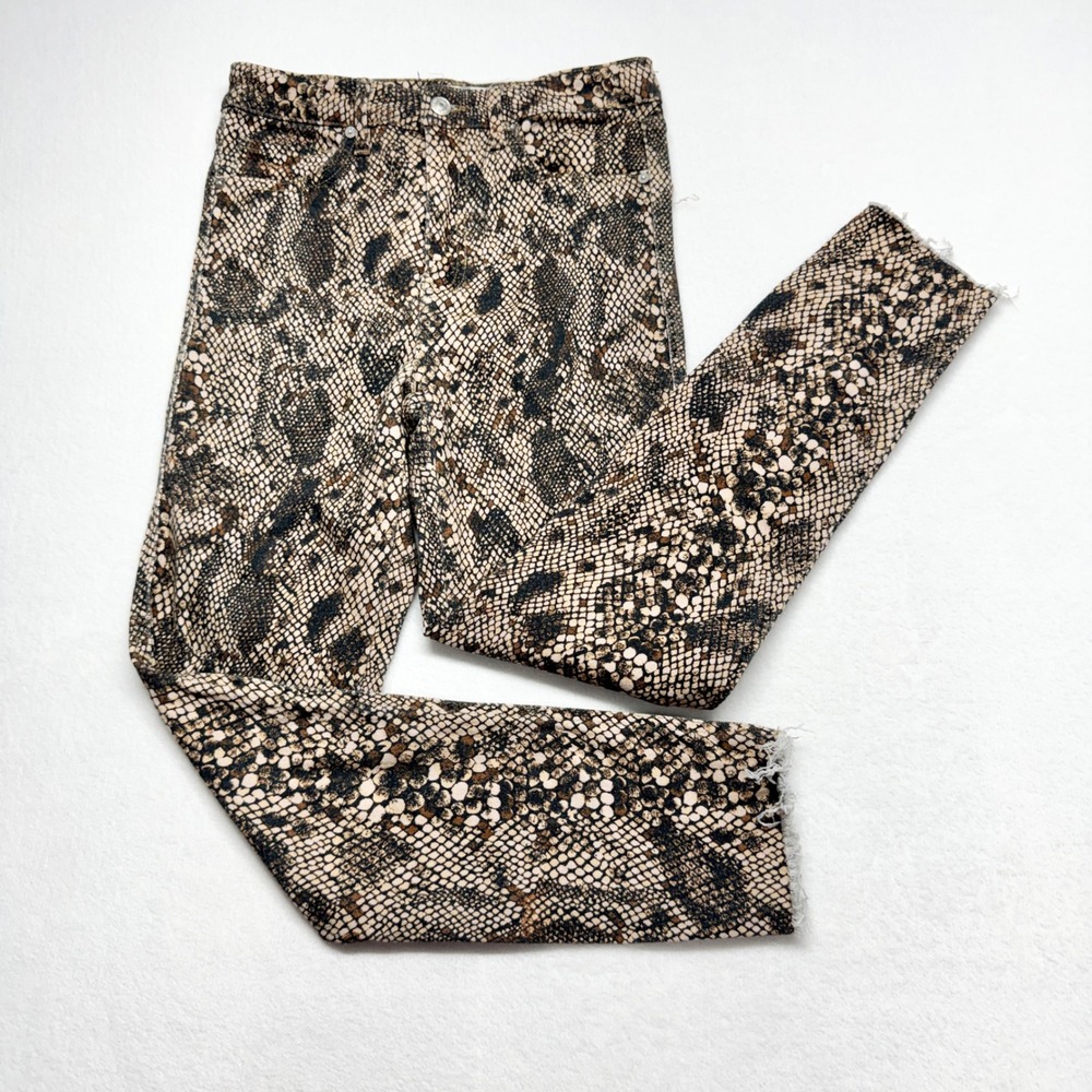 Free People We The Free Snakeskin Skinny Jeans Womens Size 28 Brown Animal Print